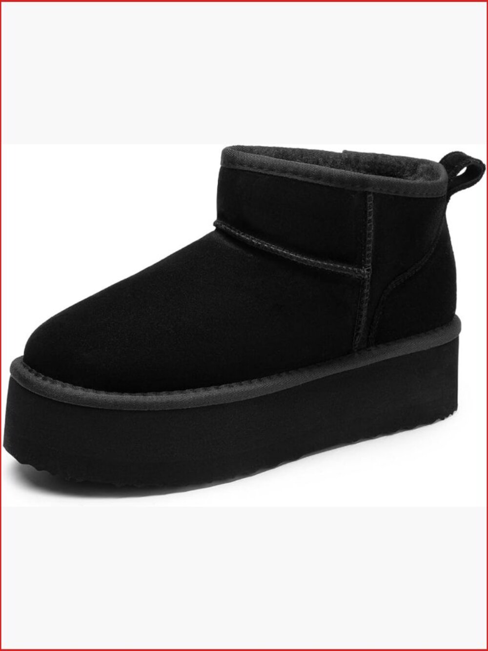 Suede Platform Ankle Snow Boots With Memory Foam Faux Fur Lining
